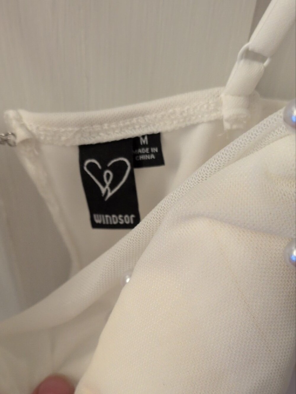 Windsor Cream Pearl-Embellished Spaghetti Strap Mini Dress - Picture 2 of 5